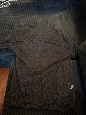 Men's Black Open-Weave Crewneck Sweater